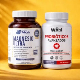 Magnesio Ultra Nutrientes Vidalabs México  Probióticos Avanzados Whl Sabor Sin sabor 60 capsulas                                                      
