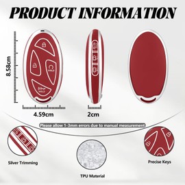 TOOMUME Car Key Cover TPU, Car Key Case Fit for Hyundai Tucson NX4 Kona SX2 Ioniq 6 Grandeur GN7 Grand Prix Azera Elantra Sonata, Protective Key Fob Cover Key Fob Case - Smart Key