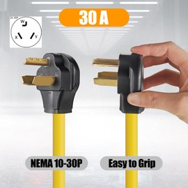30 Amp to 15 Amp/20 Amp Dryer Adapter Power Cord, ETL Listed NEMA 10-30P Male to 3X 5-15R/5-20R Female T-Blade Household Outlets Extension Cord 10-AWG 1FT (10-30P/3X5-15R)