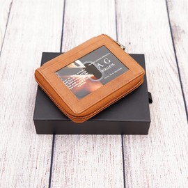 ag wallets Wallets Mens Zip Around Leather Wallet with Inserts (Tan Napa)