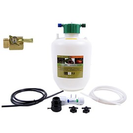 EZ Flo 2 Gallon Garden Hose Fertilizer Injector 2020-HB with Brass Garden Hose Shutoff Valve (Bundle, 2 Items)