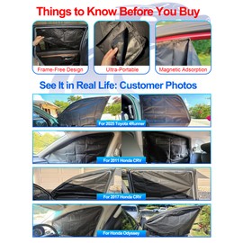 ZATOOTO Car Window Shades for Toyota Highlander 2021-2024, 4 Pcs Magnetic Car Window Covers - 100% Block Light Privacy Curtains, Side Window Sun Shade for Baby Breastfeeding, Sleeping, Camping