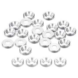 sourcing map 20 Pcs M2 Finishing Countersunk Washers, Aluminum Alloy Screw Gaskets, Cup Head Washer Gasket for Mechanical Accessories Parts, Silver