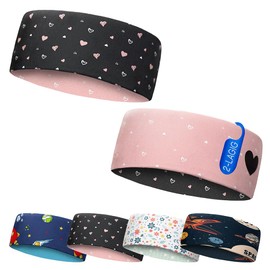Kids Sports Headband Reversible 2-Ply for Cold Temperatures, Quick Drying Headband, Earmuffs, Sweatband, Hair Band, Headband, Hiking, Running, Cycling, Skiing, Leisure (Pink-BlackHearts)