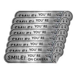 FSTURIOS 8 PCS Smile You're On Camera Stickers for Car, 5"×1" Anti Theft You're On Camera Signs, Waterproof Video Surveillance Sign Sticker for Vehicle Home Business Security