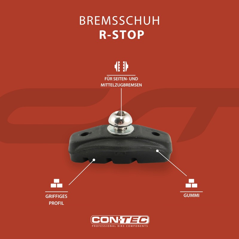 CONTEC Brake Shoe R-Stop, R-Brakes Medium Compound, Medium Hard Rubber