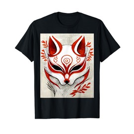 Japanese Fox Mask Kitsune Anime Cosplay Mythology Folklore T-Shirt