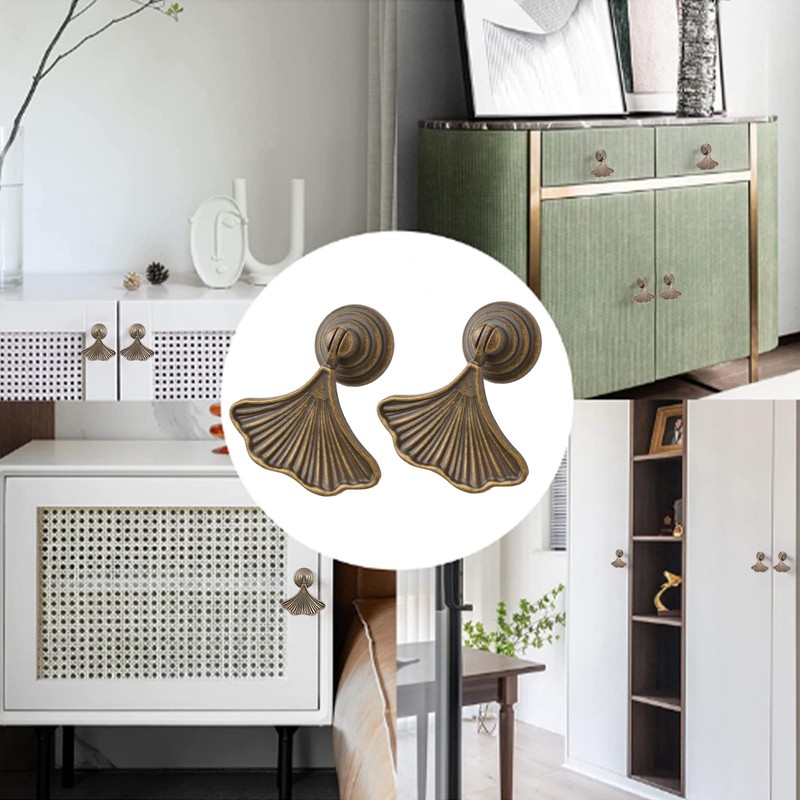 MOROBOR Ginkgo Leaf Shape Knob Handles, 6 PCS Drop Pendant