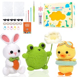 BLAESIFF Animal Crochet Set, Crochet Set for Beginners, Starter Crochet Animals Set for Adults, Animals Crochet Set with Instructions, Crochet Hooks, Crochet Yarn, Step by Step Video Instructions