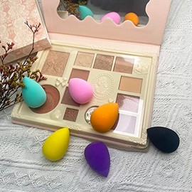 Esponja de maquillaje a granel pequeña mini licuadora de belleza: 30 esponjas de maquillaje de esponja de belleza de base de varios colores para base, mezcla, esponjas de maquillaje para la ca