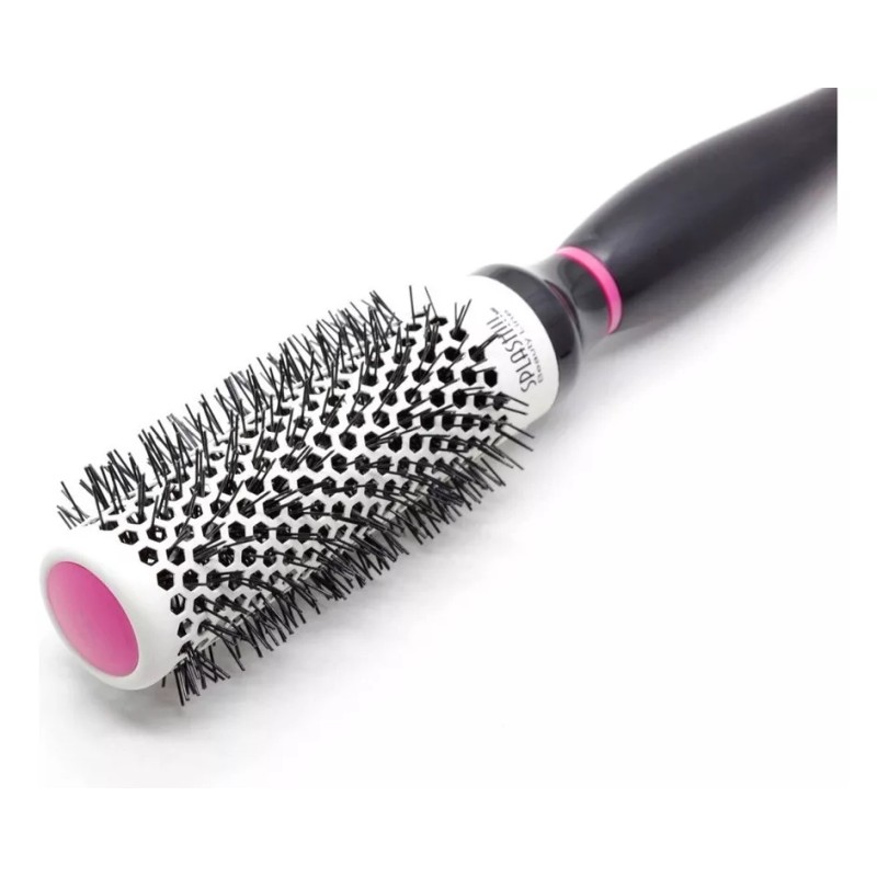 Splash Cepillo Redondo Para Cabello Cerámica Blanco/negro