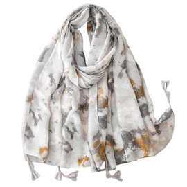 MAIRY White Scarfs for Women Pashmina Shawls and Wraps Scarf Soft Silky Reversible Paisley Scarves Neckerchief, GB1203-10
