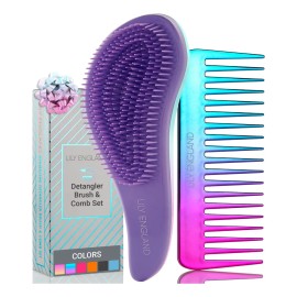 Lily England Juego De Cepillo Para Desenredar Y Peine De Dientes Anchos -