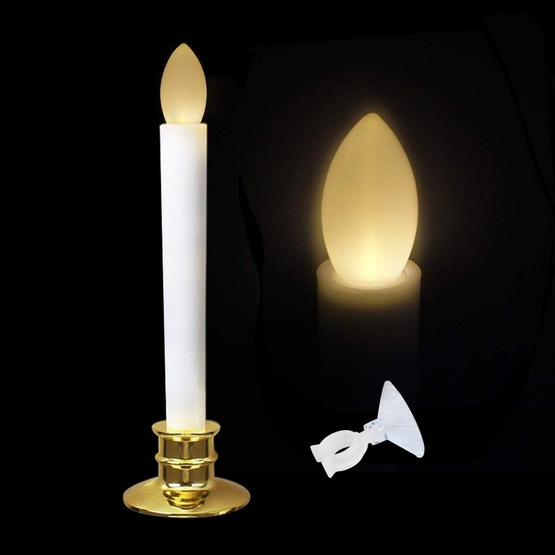 CelebrationLight 6 Pack Flameless Taper Candles with Remote/Timer & Suction