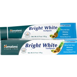 Himalaya Bright White Toothpaste, Fluoride Free to Reduce Plaque & Whiten Teeth, 6.17 oz