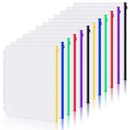 Antner 12 Pack Letter Size Binder Pockets 3 Ring Binder Multicolor Zipper Pouches Document Organizer, PVC 3-Hole Loose Leaf File Folders Insert Sleeves Page Sheet Protectors Business Office Supplies