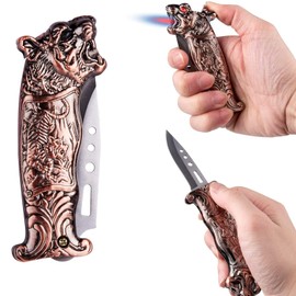 Torch Lighters with Jet Flame, Butane Lighter Refillable Box for Christmas, Windproof Candle Butane-Filled, Windproof Flame Outdoor (Without Fuel)