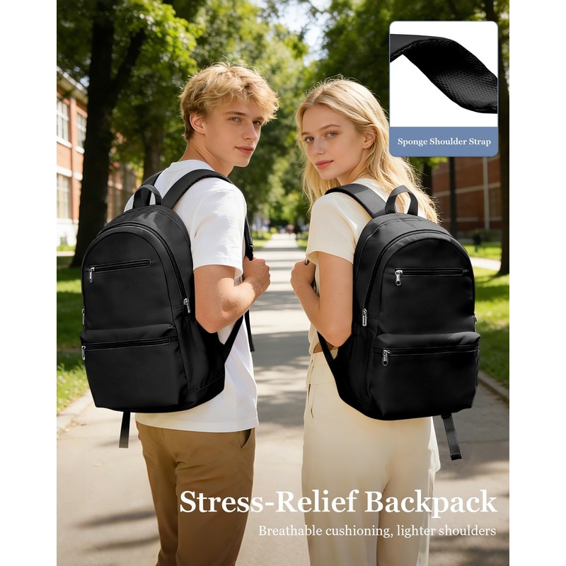 WEPOET Lightweight School Backpack for Women Men, Multi Pocket Backpack