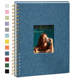 Vienrose DIY Photo Album 28 x 20.5 cm, DIY Scrapbook Spiral Album with 80 White Pages, Linen Photo Album for Pasting for Families, Baby, Wedding, Anniversary, Birthday, Navy Blue