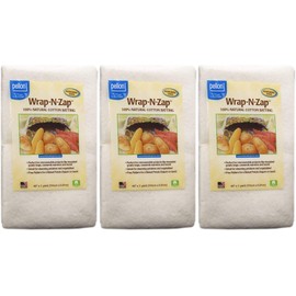 Pellon, Natural Wrap-N-Zap Cotton Quilt Batting, 45 by 36-Inch, 3 Pack New