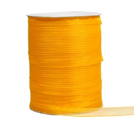 3/8 Inch Golden Organza Ribbon for Gift Wrapping, 500 Yards Craft Sheer Chiffon Ribbon for Wedding, Gift Wrapping, Holiday Decoration, Bow Making, Wreath, DIY Crafts