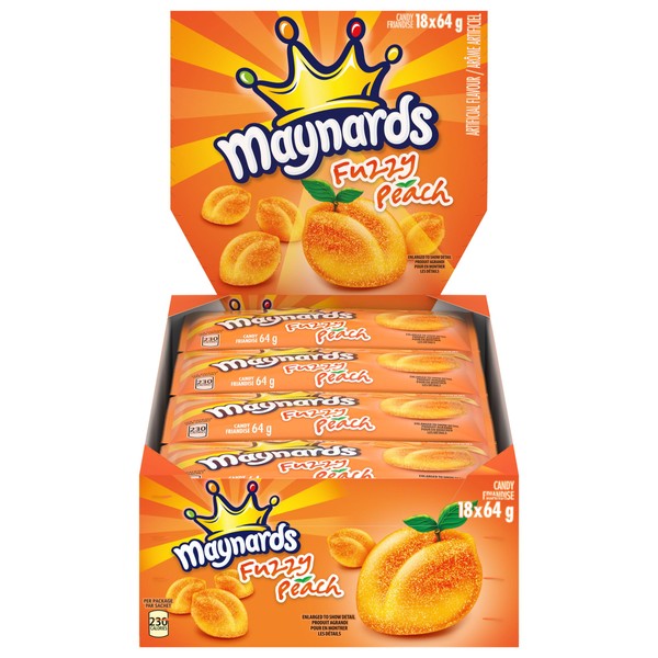 Maynards Fuzzy Peach Candy, 64g (Pack of 18) (Imported from