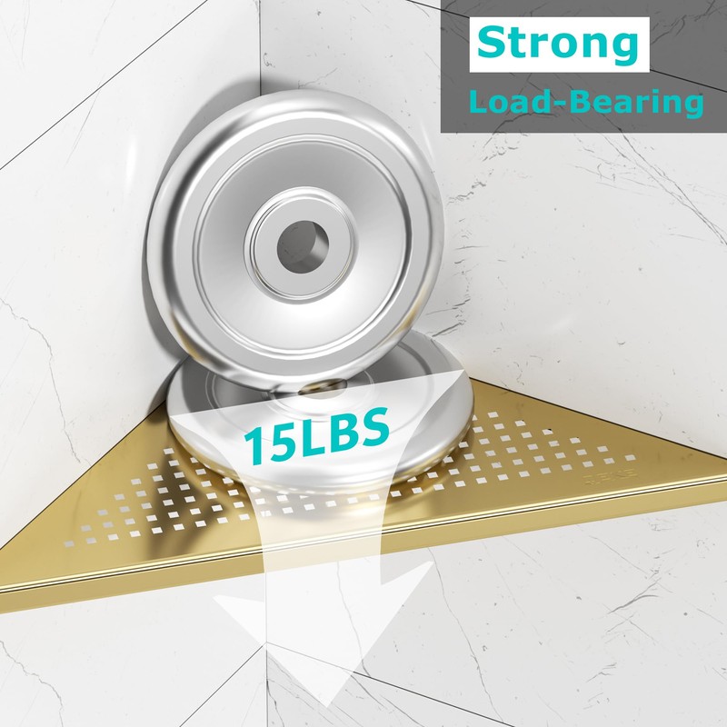 Qeke Bathroom Corner Shelf, Recessed 12" Shower Shelf Caddy, SUS304