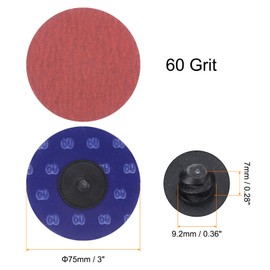 HARFINGTON 25pcs Quick Change Sanding Discs 3" 60 Grit R-Type Roll Lock Ceramic Grains Conditioning Disc Sandpaper for Die Grinder Grinding Fast Cutting, Bright Red