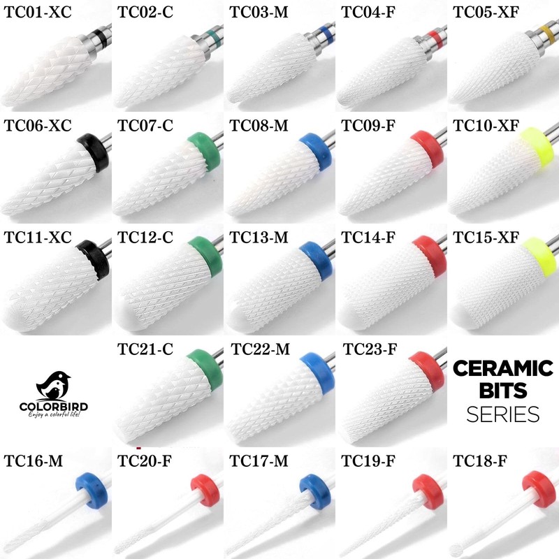 COLORBIRD Nail Bit, Ceramic Nail Machine Bit, Electric Nail Drill