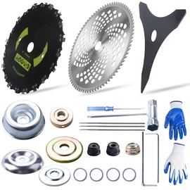 9"x20T Brush Blades Carbon Steel Round Chainsaw, 10"x3T Cutter Weed Eater Blades, 10"x80T Carbide Tip Blades- Adapter Kit with 3 Round Files, Compatible With Trimmer Weed Eater Husqvarna Stihl Ego