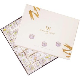 Damaskino Home Pistachio Turkish Delight Gift Box 1 lb 1 oz - 25 Pieces of Turkish Lokum with Premium Turkish Pistachios and Light Powdered Sugar