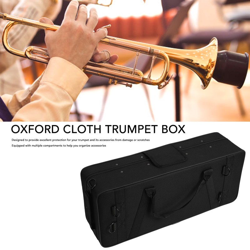 Trumpet Storage Box with Shoulder Strap Multiple Compartments Oxford Cloth