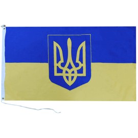 Ukraine Ukrainian Middle Trident 3x5 3'x5' Premium Quality Heavy Duty 100% Cotton Flag Banner 2 Grommets
