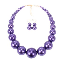 KOSMOS-LI Retro Big Faux Pearl Collars Necklace For Women