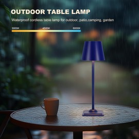 SOUDFK Cordless Table Lamp,3 Color Dimmable Desk Lamp,Small Rechargeable Light for Bedroom, Nightstand(Sapphire Blue,1 PC)