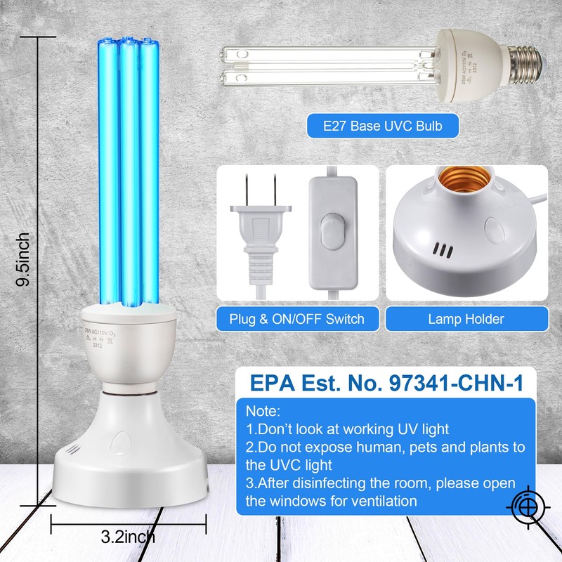 Qualirey 2 Pack 25 Watt UV Light, UVC Lamp with