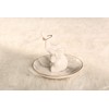 HOME SMILE White Elephant Ring Holder with Marble Pattern Dish