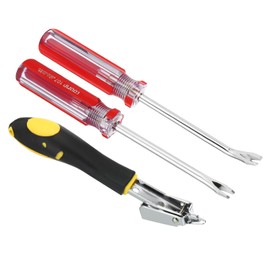 PATIKIL Upholstery Staple Remover, 4" V Straight 4" V Curved Set Construction Staple Puller Staple Nail Tack Tool for Furniture Wooden Floor Photo Frame, Red
