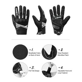 INBIKE Motorcycle Gloves Men Women Summer Motocross Gloves Motorcycle Cycling Gloves Men Full Finger Protection Breathable Black & White XXL