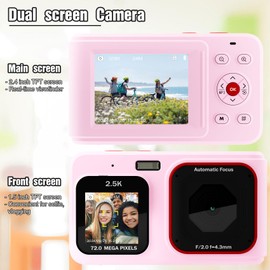 Digital Camera, Vlogging Camera, FHD 1080P Digital Point and Shoot Camera with 16X Zoom, Compact Small Camera for Beginners, Pink