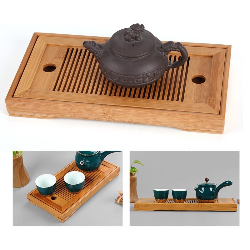 Fdit Bandeja de Té de Bambú Mini Mesa de Servicio
