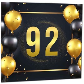 92nd Birthday Card for Men Women - Black & Gold Birthday Card for 92 Year old Woman Ladies Grandma Nan Mum Aunt Friend Sister Ninety two Ninety Second Nanny