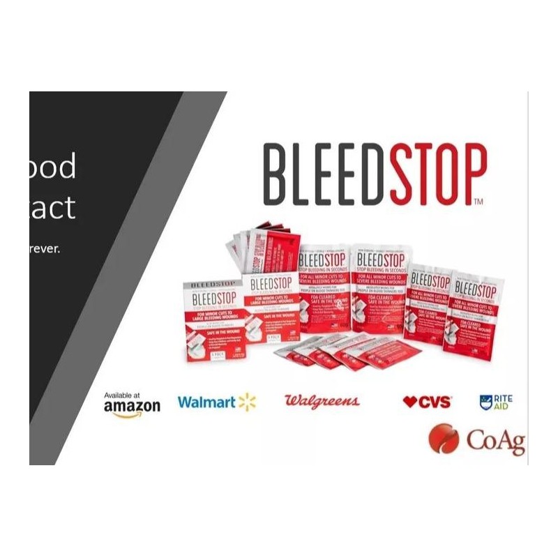 BleedStop First Aid Powder for Blood Clotting - 5 PK