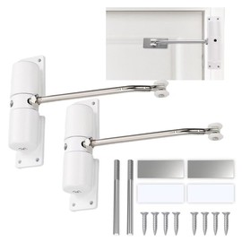 2Pcs Automatic Door Closer,Door Closer Automatic Safety Spring Door Closer,Easy to Install to Convert Hinged Doors to Self-Closing,Zinc Alloy Safety Spring Door Closer Adjustable (White)
