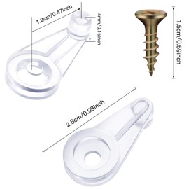 50 Pack Cabinet Door Glass Retainer Clips Kit Plastic Glass Inserts Panel Retaine Offset 4 mm Clear Clip with Screws for Mirrors Cabinets Doors(Transparent with Rainbow)