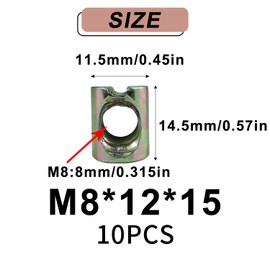 10 PCS Metric M8 Barrel Nuts Cross Dowels Slotted Nuts Baby Bed Crib Screws Hardware Replacement Kit for Bunk Bed Beds Headboards Chairs Furniture M8x12mmx15mm Color zinc