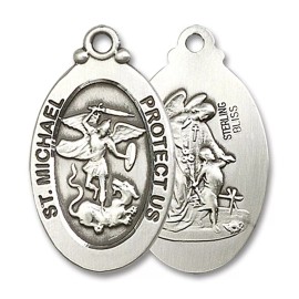 bliss Sterling Silver St Saint Michael The Archangel Medal Pendant Necklace W/ Chain