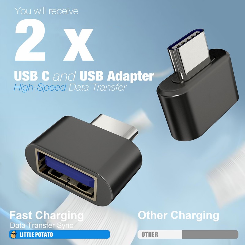 little potato USB C to USB Adapter (2 Pack), USB-C