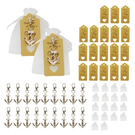 Silver Anchor Keychain - Nautical Wedding Favors for Guests, Durable Zinc Alloy with Elegant Sachet Bag, Ocean Themed Bridal Shower Gifts Souvenirs (20-Pack)