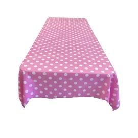 ArtOFabric Decorative Cotton Tablecloth in White Polka Dot on Light Pink Print 59x72